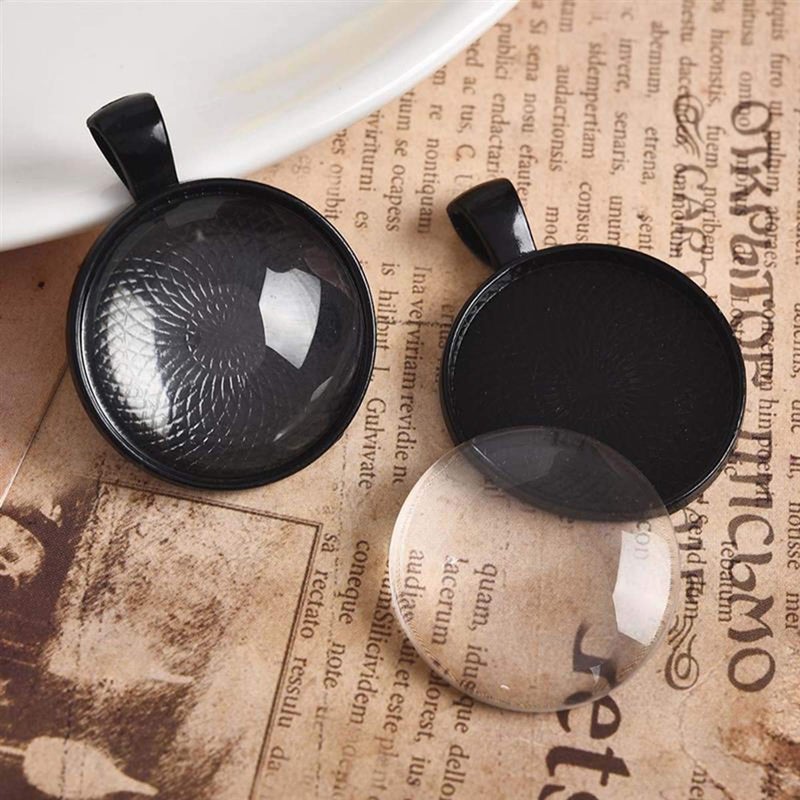 Lind Kitchen 25pcs Round Bezel Pendant Trays Setting Cabochon Blank Base for DIY Crafting Photo Jewelry Findings Making Accessories 25mm Black - Image 5
